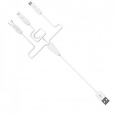 Кабель Hoco X1 Rapid charging 3в1 (Lightning/micro USB/Type-C) 1м- белый