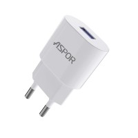 Сетевое зарядное устройство Aspor A818 Plus (1USB/2.4A)- белый