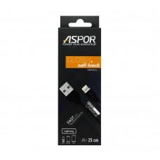 Кабель Aspor A76 глянцевый USB – Lightning для PB 2A/0.25м- черный