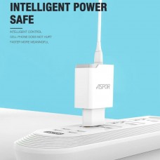 Сетевое зарядное устройство Aspor A823 2USB/2.4A + USB кабель Lightning- белый