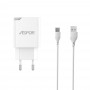 Сетевое зарядное устройство Aspor A822 Fast Charger (18W QC3.0 1USB/3A) + USB кабель Type-C- белый