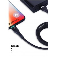 Кабель Aspor A180 Nylon LED USB – Type-C (2.4A/1м)- черный