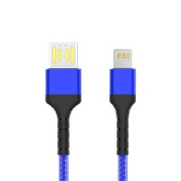 Кабель Aspor A179 Nylon LED USB – Lightning (2.4A/1м)- темно-синий