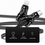 Кабель Aspor A197 Dragon Nylon LED USB – Type-C (2.4A/1м)- черный