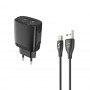 Сетевое зарядное устройство Aspor A811 (2USB/2.4A) + кабель USB – Lightning- черный