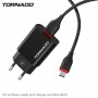 Сетевое зарядное устройство Tornado TD-14 (1USB/2.1A/1м) + USB кабель Micro- черный