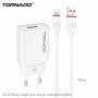 Сетевое зарядное устройство Tornado TD-14 (1USB/2.1A/1м) + USB кабель Lightning- белый