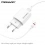 Сетевое зарядное устройство Tornado TD-14 (1USB/2.1A/1м) + USB кабель Lightning- белый