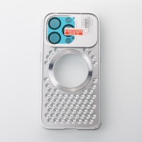 Металлический чехол MagSafe AROMA PERFORATED METAL для iPhone 15 Pro Max серебряный
