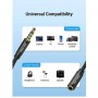 Кабель Подовжувач Vention Cotton Braided TRRS 3.5mm Male to 3.5mm Female Audio Extension Cable 1.5M Black Aluminum Alloy Type (BHCBG)