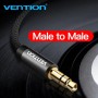 Кабель Vention Fabric Braided 3.5mm Male to Male Audio Cable 3M Black Metal Type (BAGBI) (BAGBI)