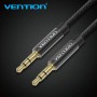 Кабель Vention Fabric Braided 3.5mm Male to Male Audio Cable 3M Black Metal Type (BAGBI) (BAGBI)