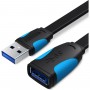 Кабель Подовжувач Flat USB3.0 Extension Cable 2M Black (VAS-A13-B200) (VAS-A13-B200)