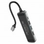 Кабель-перехiдник HOCO HB23 Easy view Type-C multifunction adapter(HDTV+USB3.0+USB2.0+RJ45+PD) Metal Gray (6931474759337)