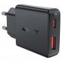 Мережевий зарядний пристрій ACEFAST A69 PD30W GaN (USB-A+USB-C) ultra-thin charger Black (6974316282709)