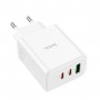 Мережевий зарядний пристрій HOCO C126A Pure power PD40W three-port(2C1A) charger White (6931474798725)