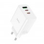 Мережевий зарядний пристрій HOCO C126A Pure power PD40W three-port(2C1A) charger White (6931474798725)