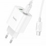 Мережевий зарядний пристрій HOCO C80A Plus Rapido PD20W+QC3.0 charger set(Type-C to Type-C) White (6931474779908)