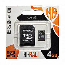 Карта пам'яті Hi-Rali MicroSDHC 4gb 4 Class & Adapter