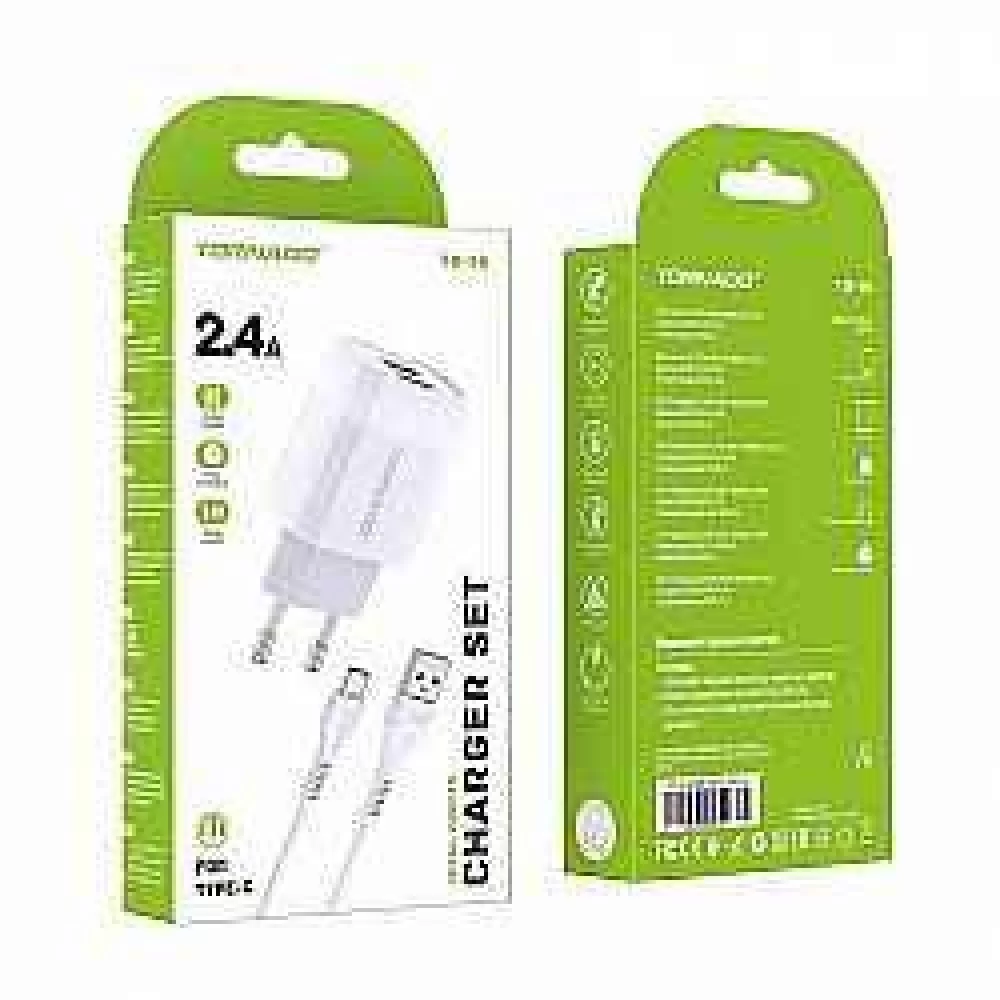 Сетевое Зарядное Устройство 2in1 TORNADO TD-16 (2USB 2.4A) Type-C