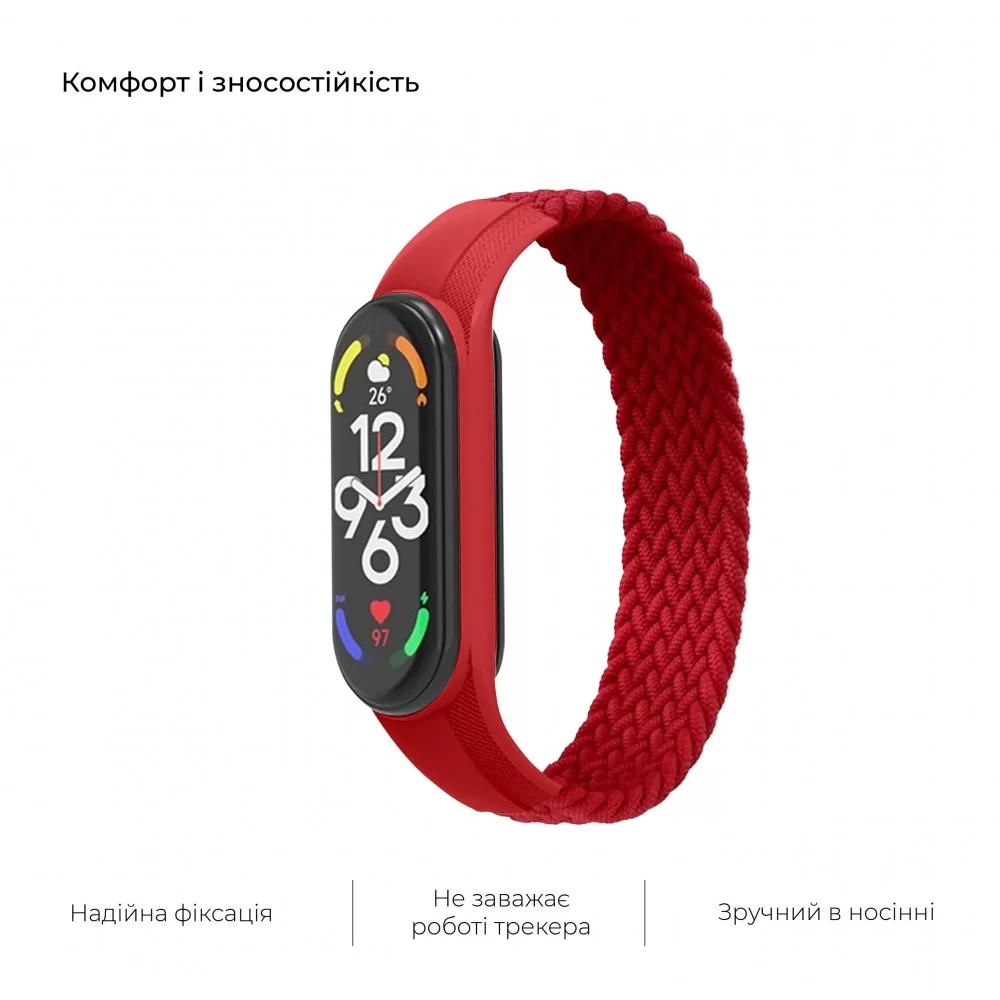 Ремінець ArmorStandart Braided Solo Loop для Xiaomi Mi Band 7/6/5/4 Red size L (ARM58762)