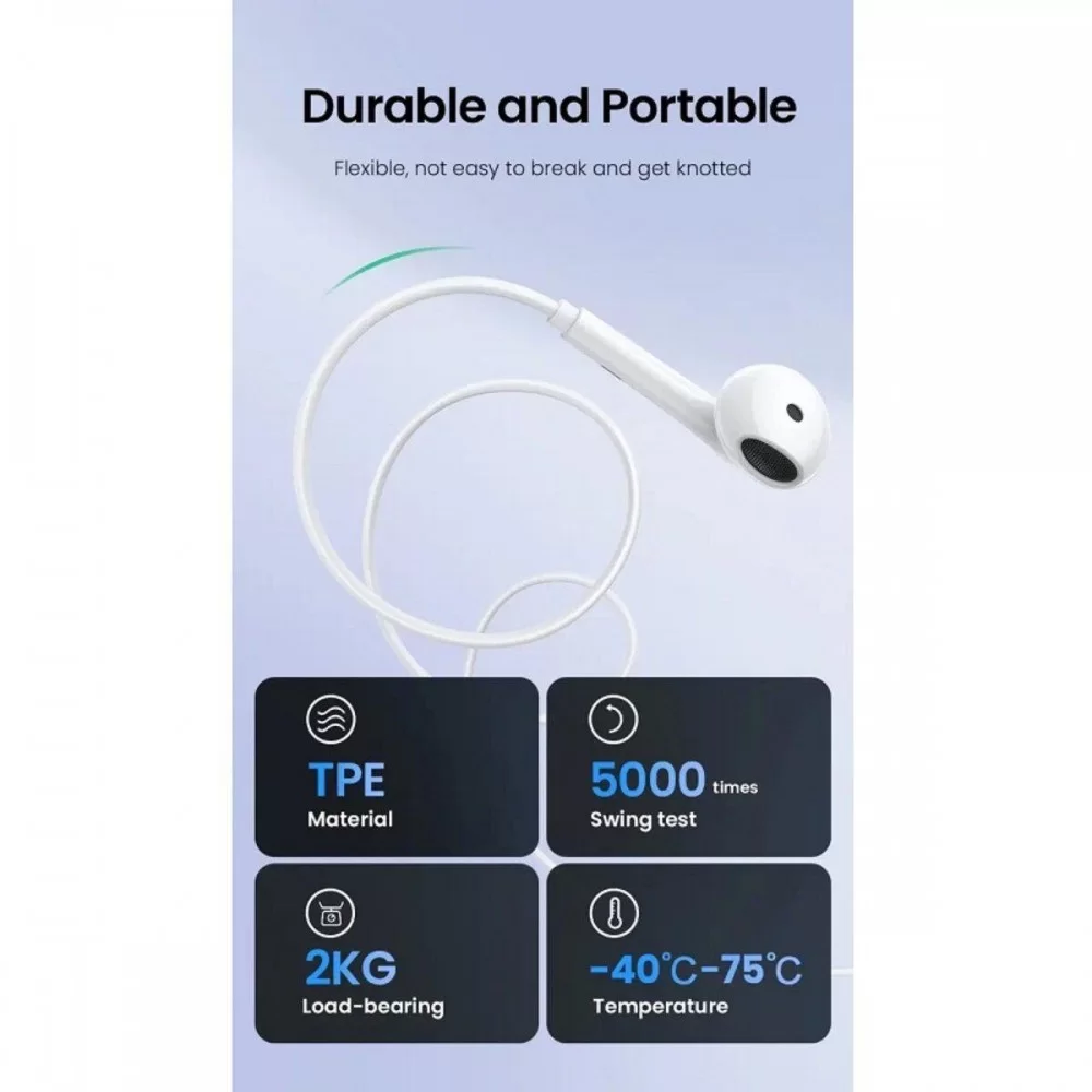 Навушники UGREEN EP101 Wired Earphones with 3.5mm Plug (White) (UGR-60692)