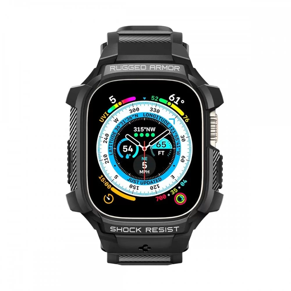 Чохол-ремінець Spigen Rugged Armor Pro для Apple Watch 49 mm Black (ACS05460)