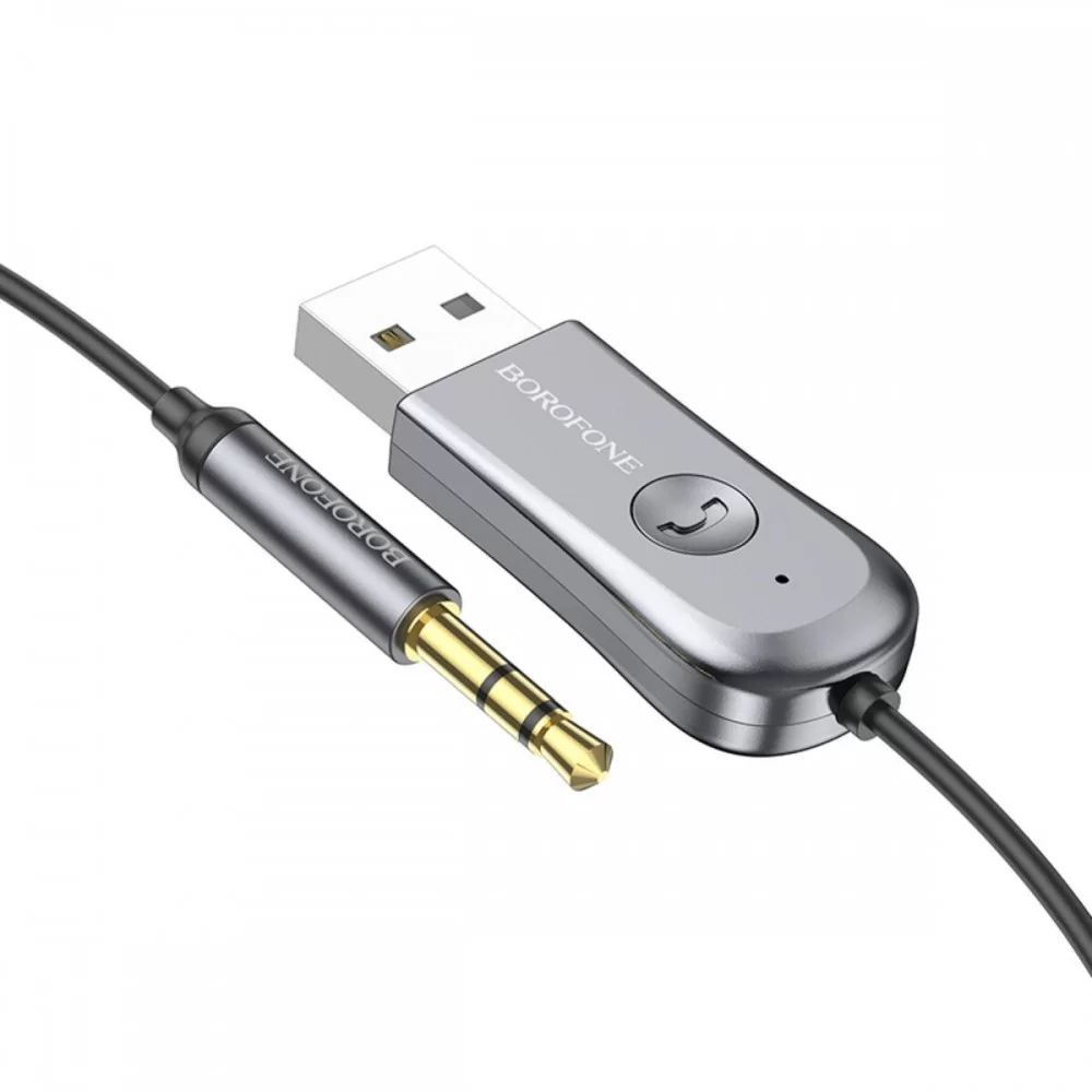 Bluetooth-ресивер BOROFONE BC44 Soul car AUX BT receiver with cable Metal Gray (BC44MG)