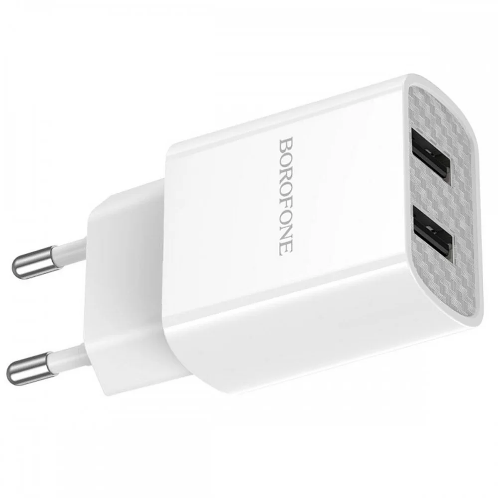 Мережевий зарядний пристрій BOROFONE BA53A Powerway dual port charger White (BA53AW)