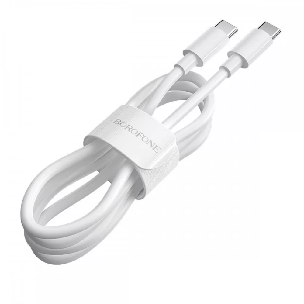 Кабель BOROFONE BX44 Type-C to Type-C, 5A, 100W, 1m, ABS, ABS connectors, White (BX44CC1W)