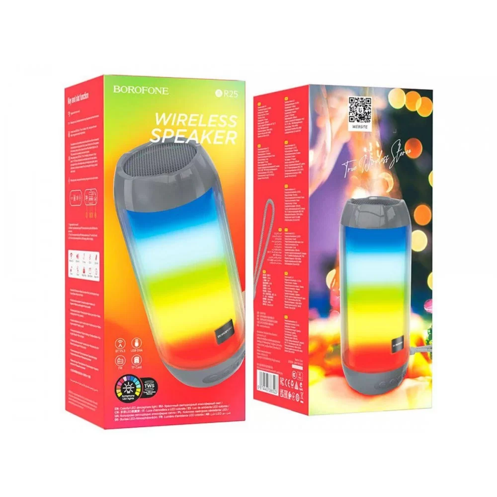 Портативна колонка BOROFONE BR25 Crazy sound colorful luminous BT speaker Gray (6974443386523)
