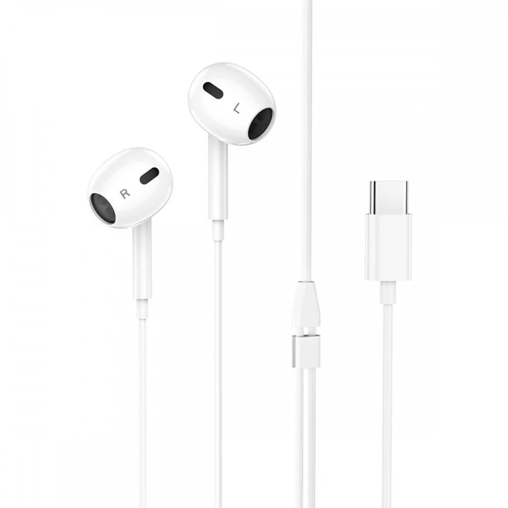Навушники HOCO M1 Max crystal earphones for Type-C with mic White (6931474754707)