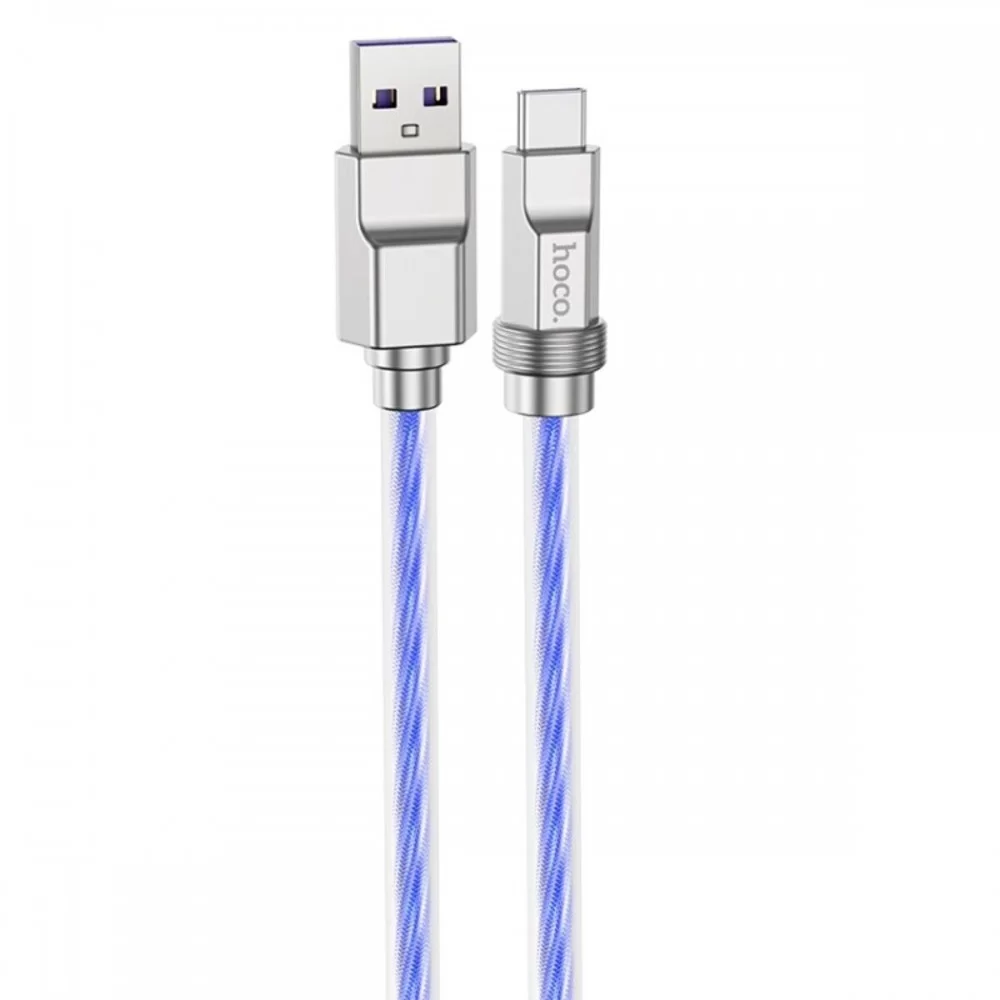 Кабель HOCO U113 Solid 100W silicone charging data cable Type-C Blue (6931474790088)