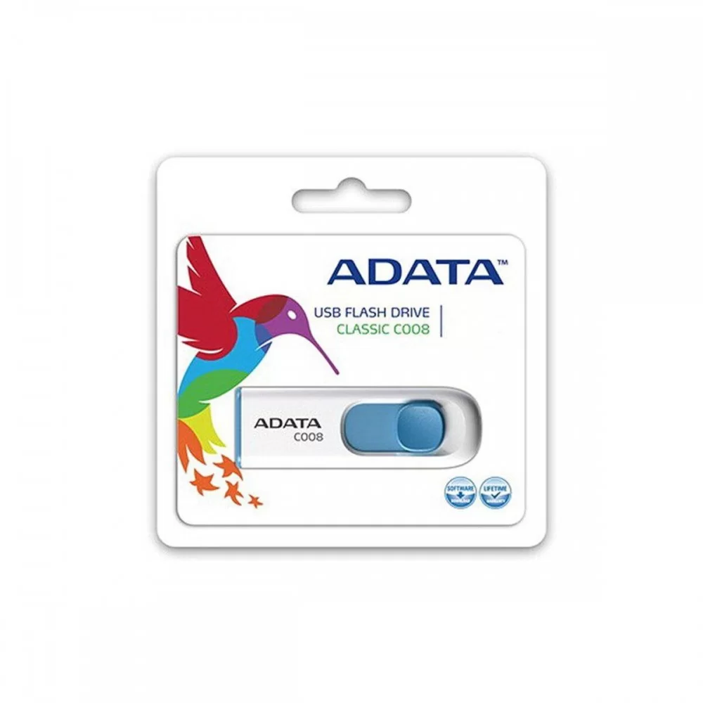 Flash A-DATA USB 2.0 C008 32Gb White/Blue (AC008-32G-RWE)