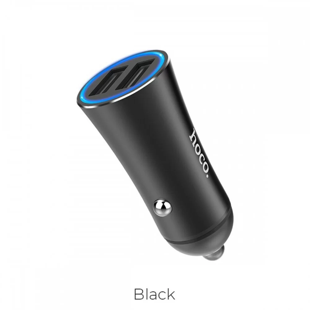 Автомобільний зарядний пристрій HOCO Z30A Easy route dual port car charger Black (6931474700056)