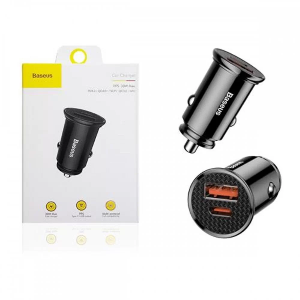 Автомобільний зарядний пристрій Baseus Circular Plastic A+C 30W Black (CCALL-YS01)