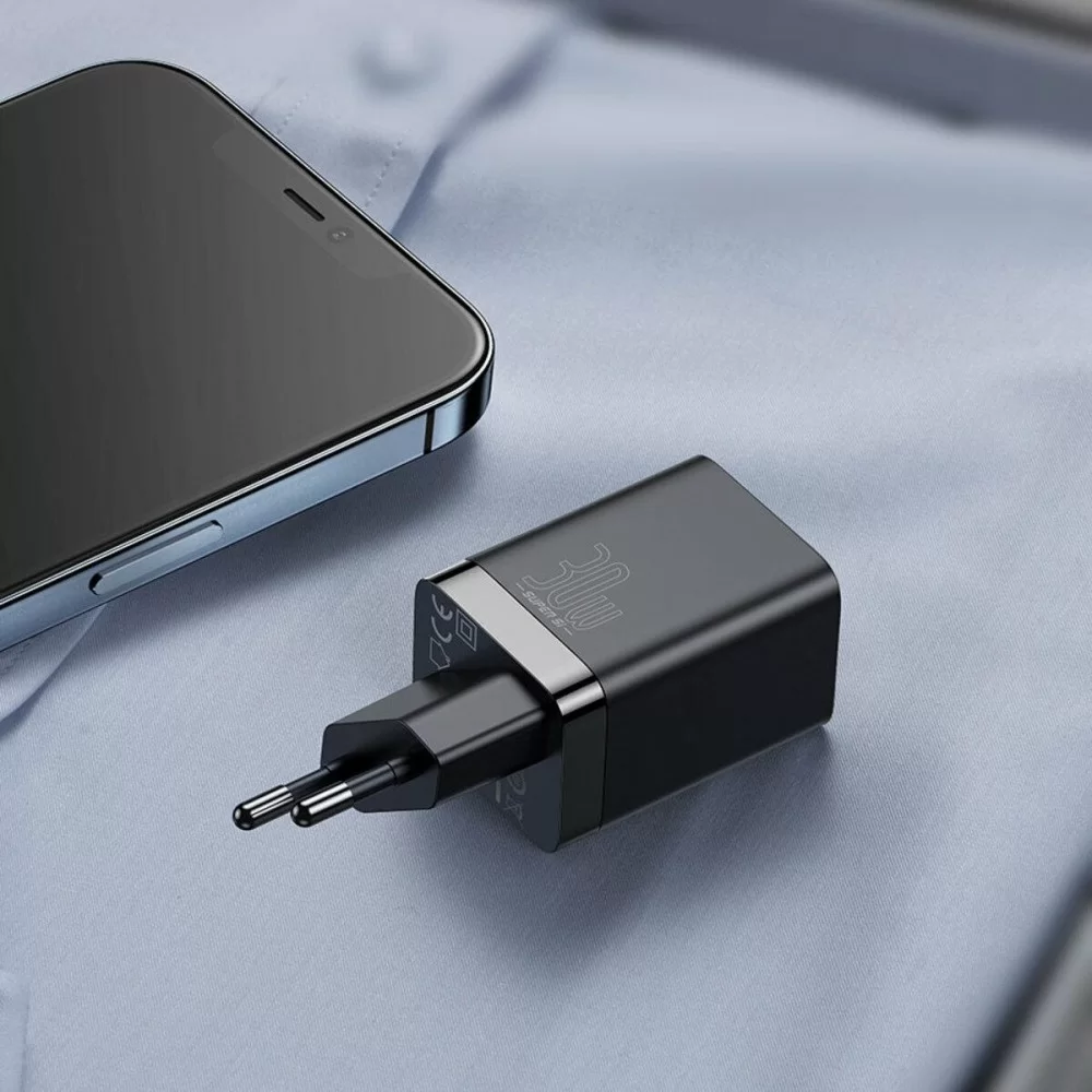 Мережевий зарядний пристрій Baseus Super Si Pro Quick Charger C+U 30W EU Black (CCSUPP-E01)