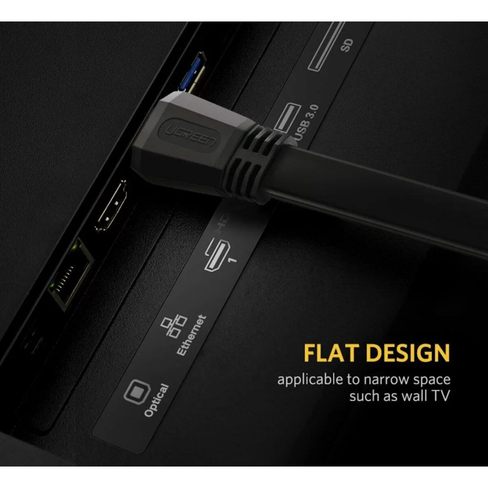Кабель UGREEN ED015 HDMI Flat Cable 2m (UGR-70159) (UGR-70159)