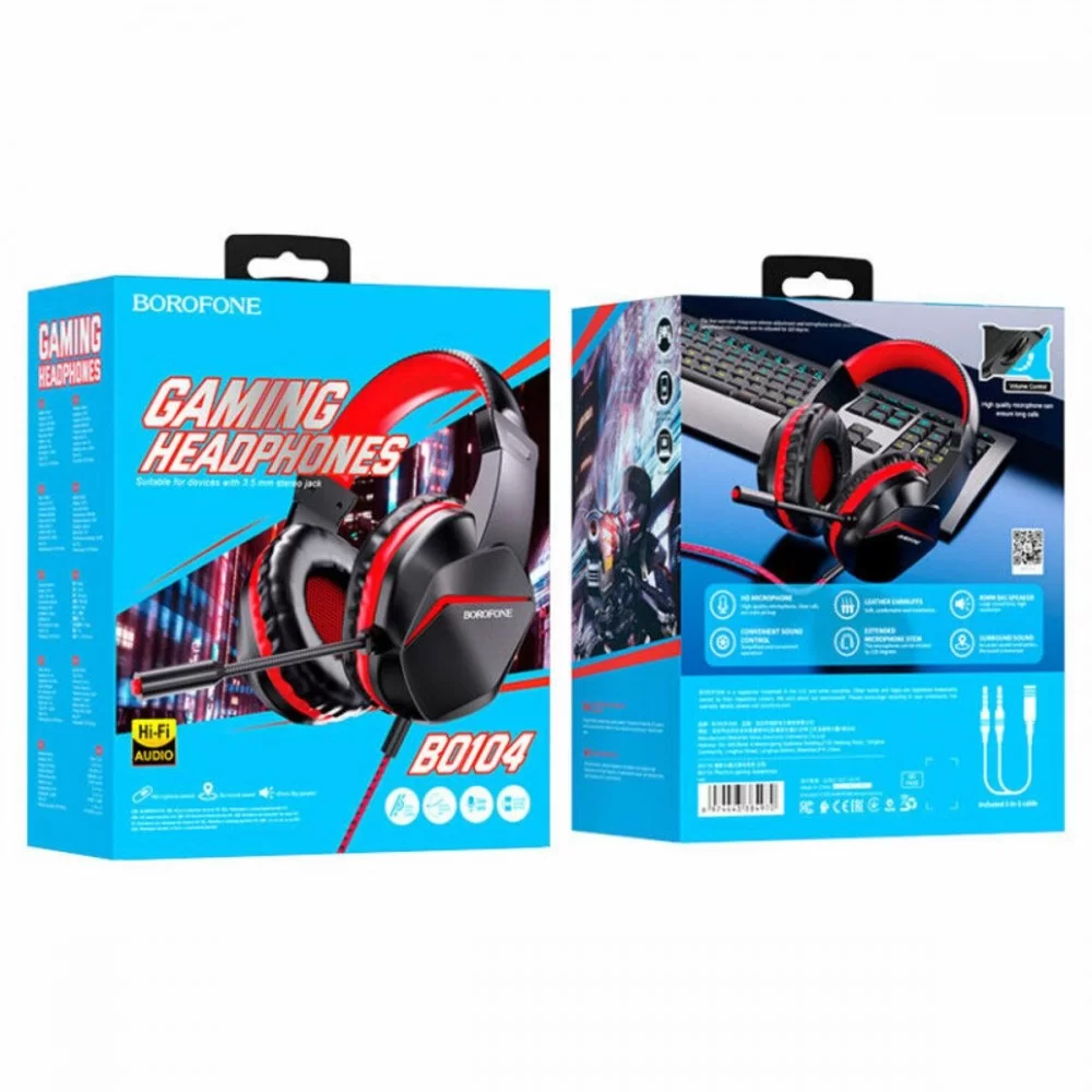 Навушники BOROFONE BO104 Phantom gaming headphones Red (BO104R)