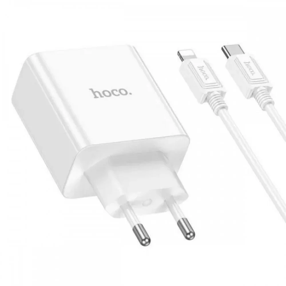 Мережевий зарядний пристрій HOCO C108A Leader PD35W dual port(2C) charger set(C to iP) White (6931474784445)