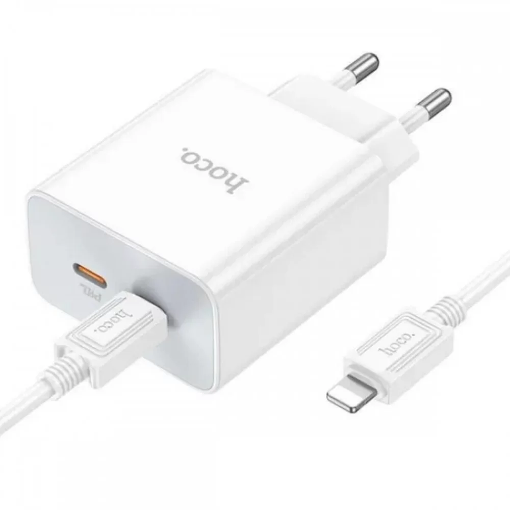Мережевий зарядний пристрій HOCO C108A Leader PD35W dual port(2C) charger set(C to iP) White (6931474784445)