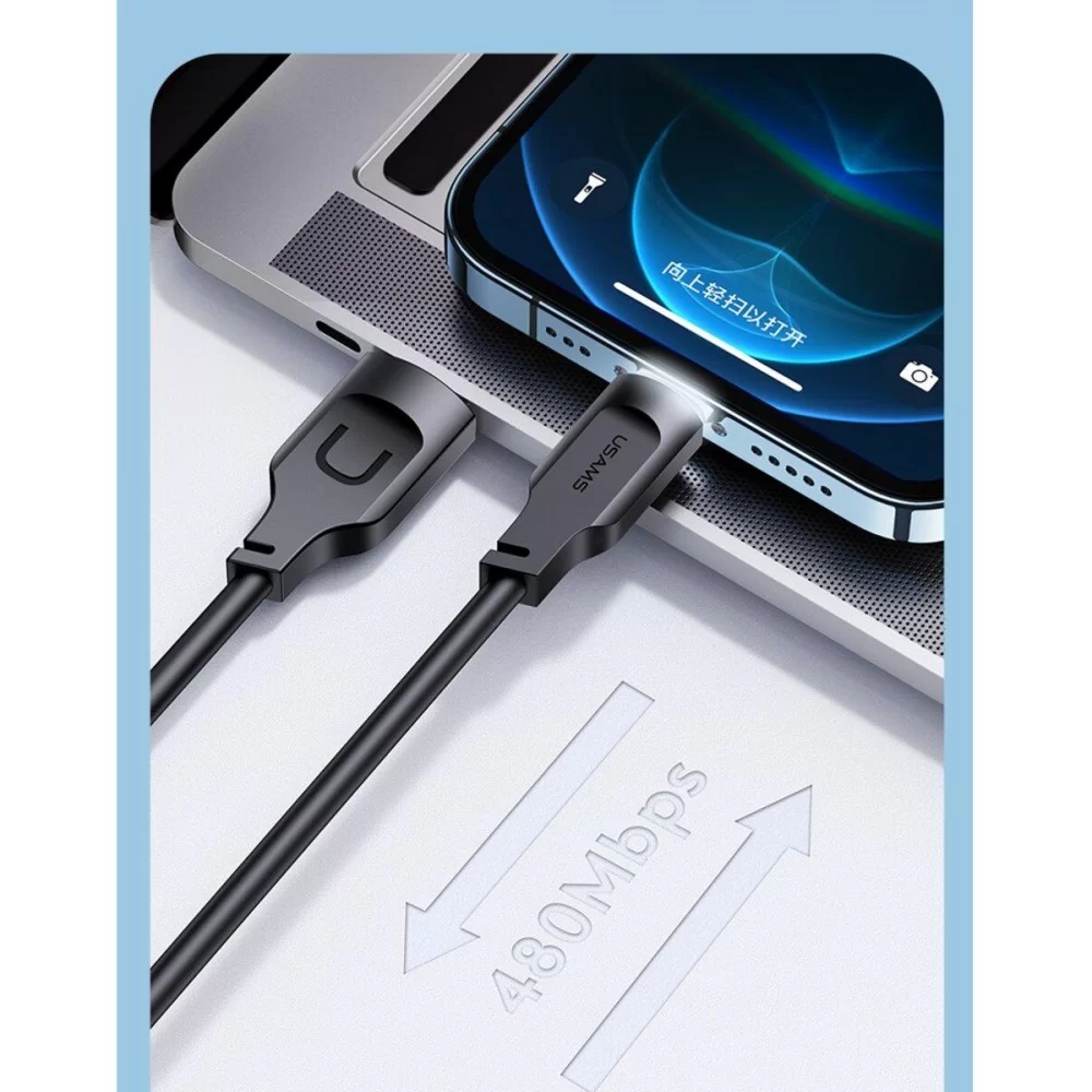 Кабель Usams US-SJ565 Lightning 2.4A Charging & Data Cable Lithe Series 1.2m Black (SJ565USB01)