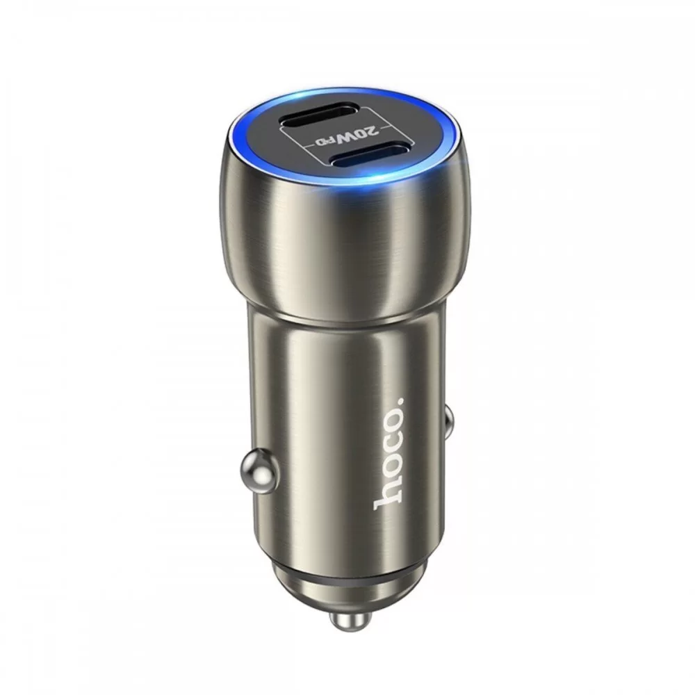 Автомобільний зарядний пристрій HOCO Z48 Tough 40W dual port(2C) car charger Metal Gray (6931474794994)