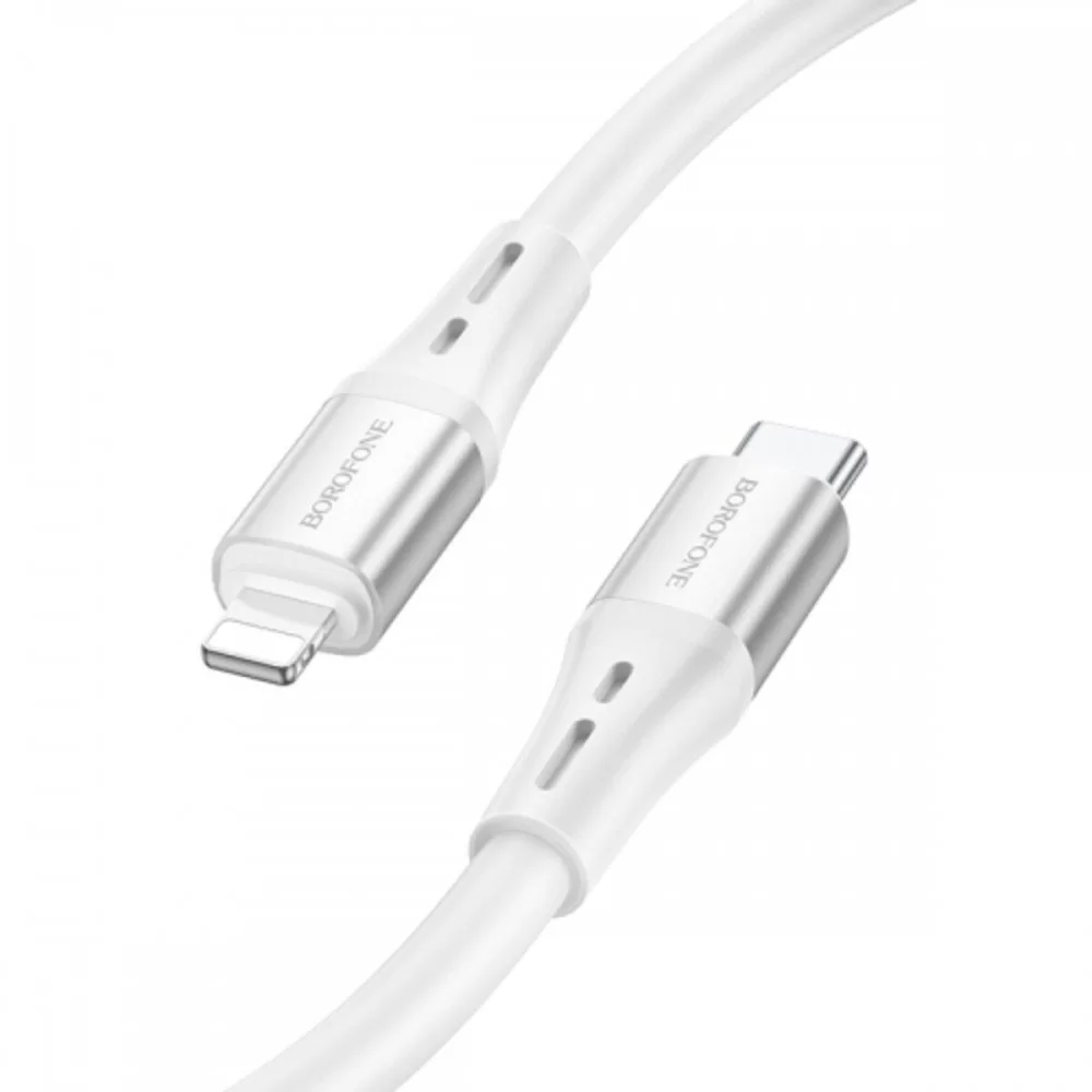 Кабель BOROFONE BX88 Solid PD silicone charging data cable for iP White (BX88LPW)