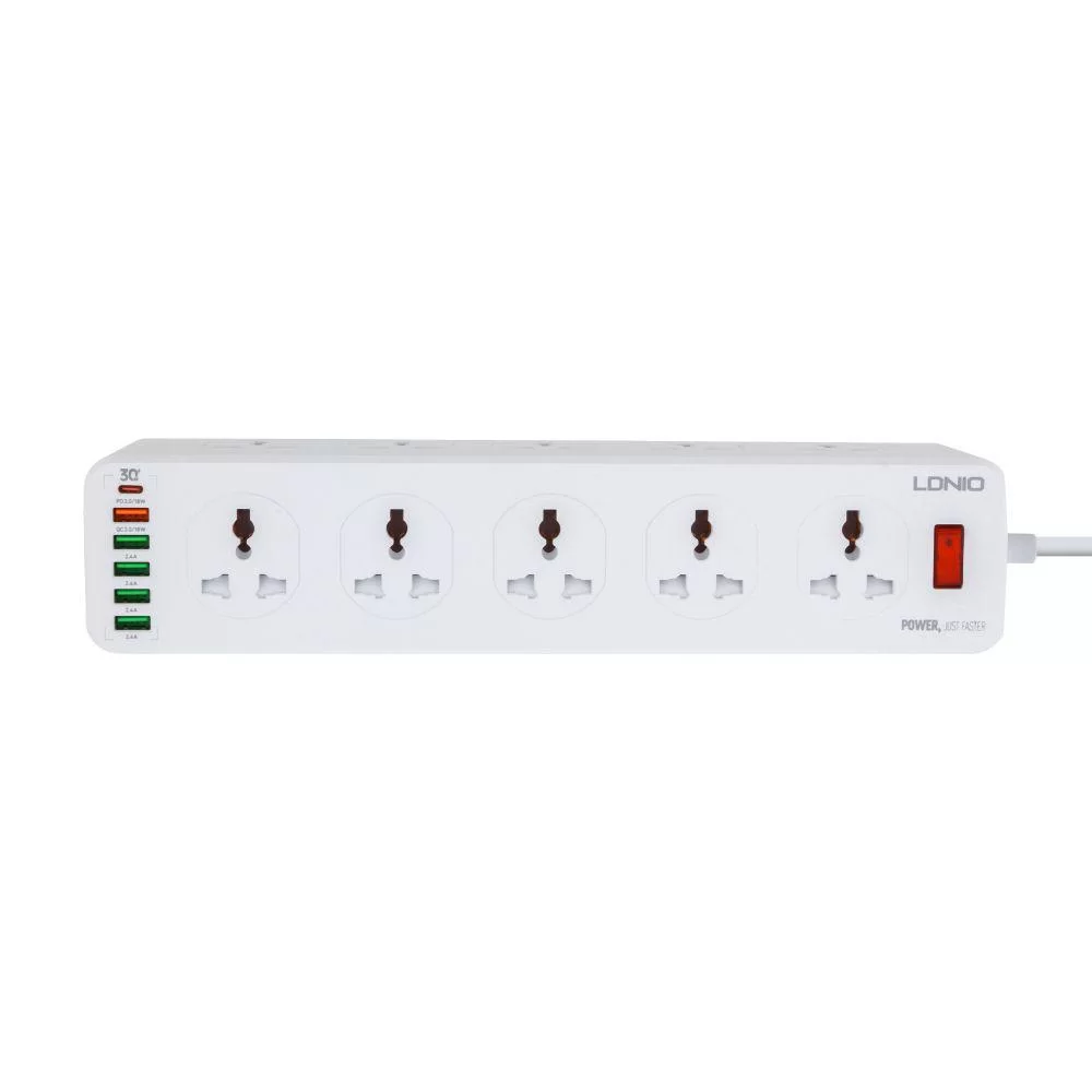 Мережевий Подовжувач LDNIO SC10610 (10 ports / 1PD / 1QC3.0 / 4 USB / 2m)
