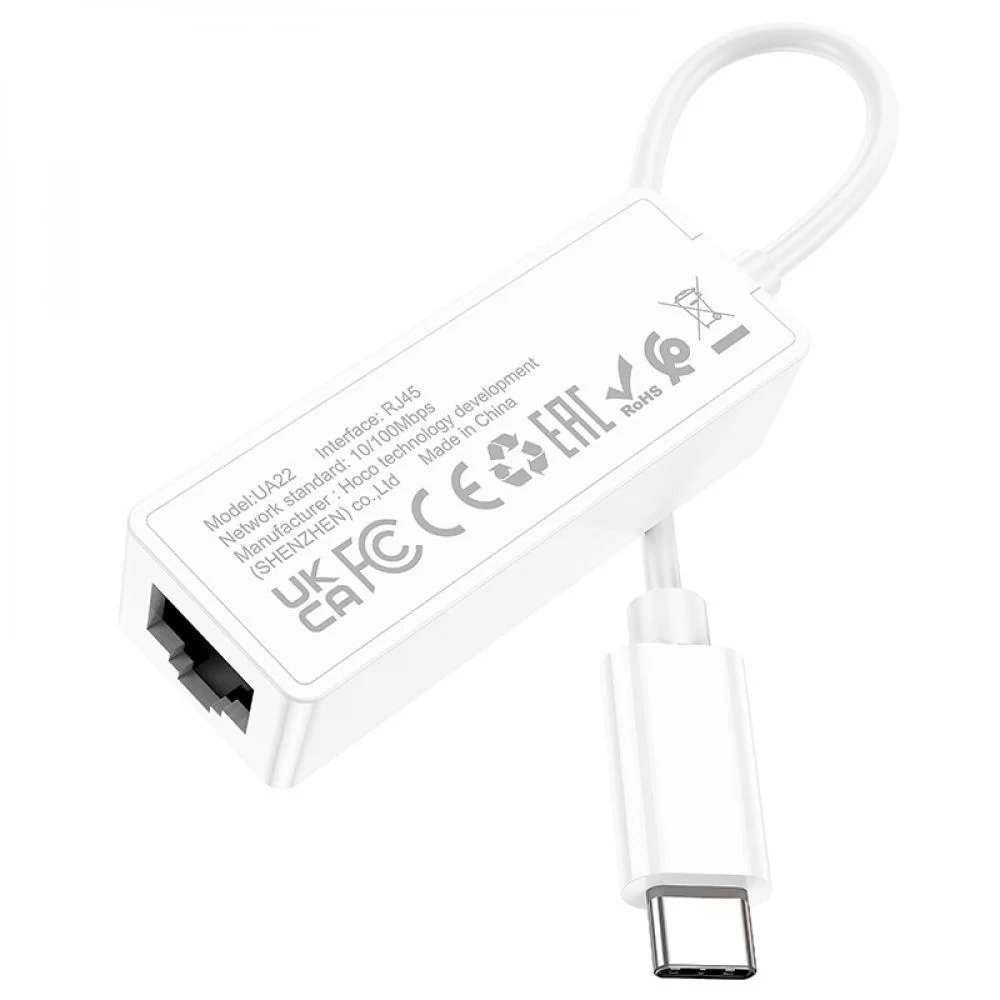 Перехідник Hoco UA22 Type C to Ethernet adapter (100 Mbps)
