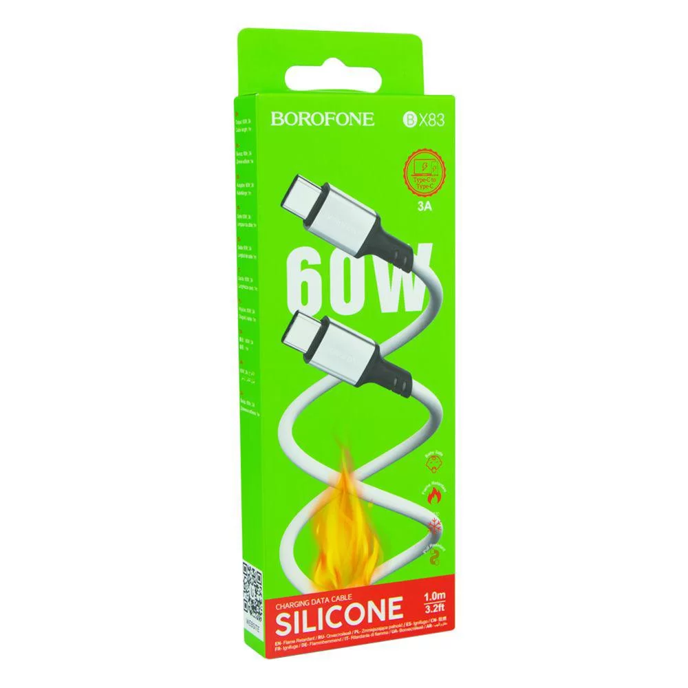 Кабель USB Borofone BX83 60W (20V/3A) Silicone Type-C to Type-C
