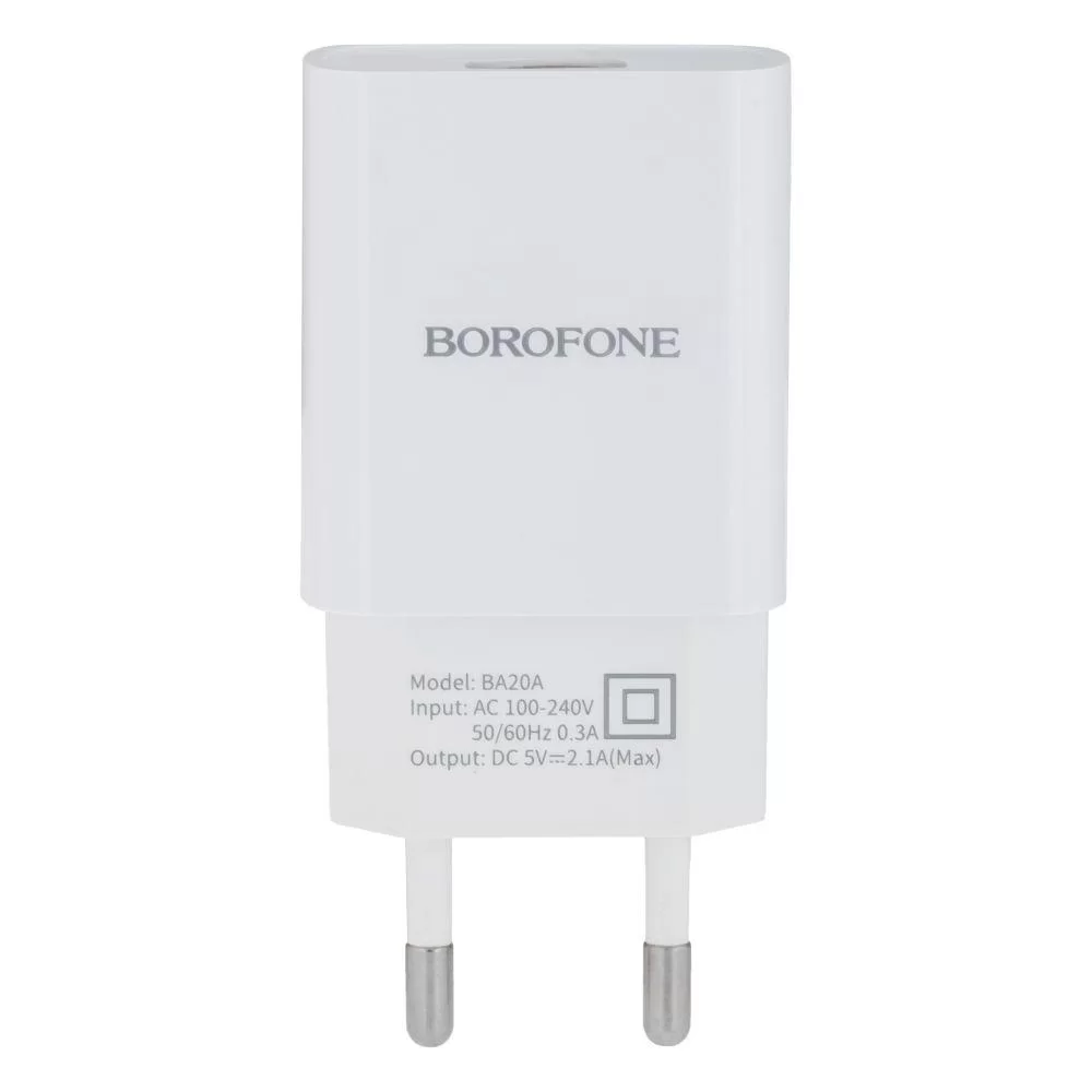 Мережевий Зарядний Пристрій Borofone BA20A Lightning 1USB 2.1A