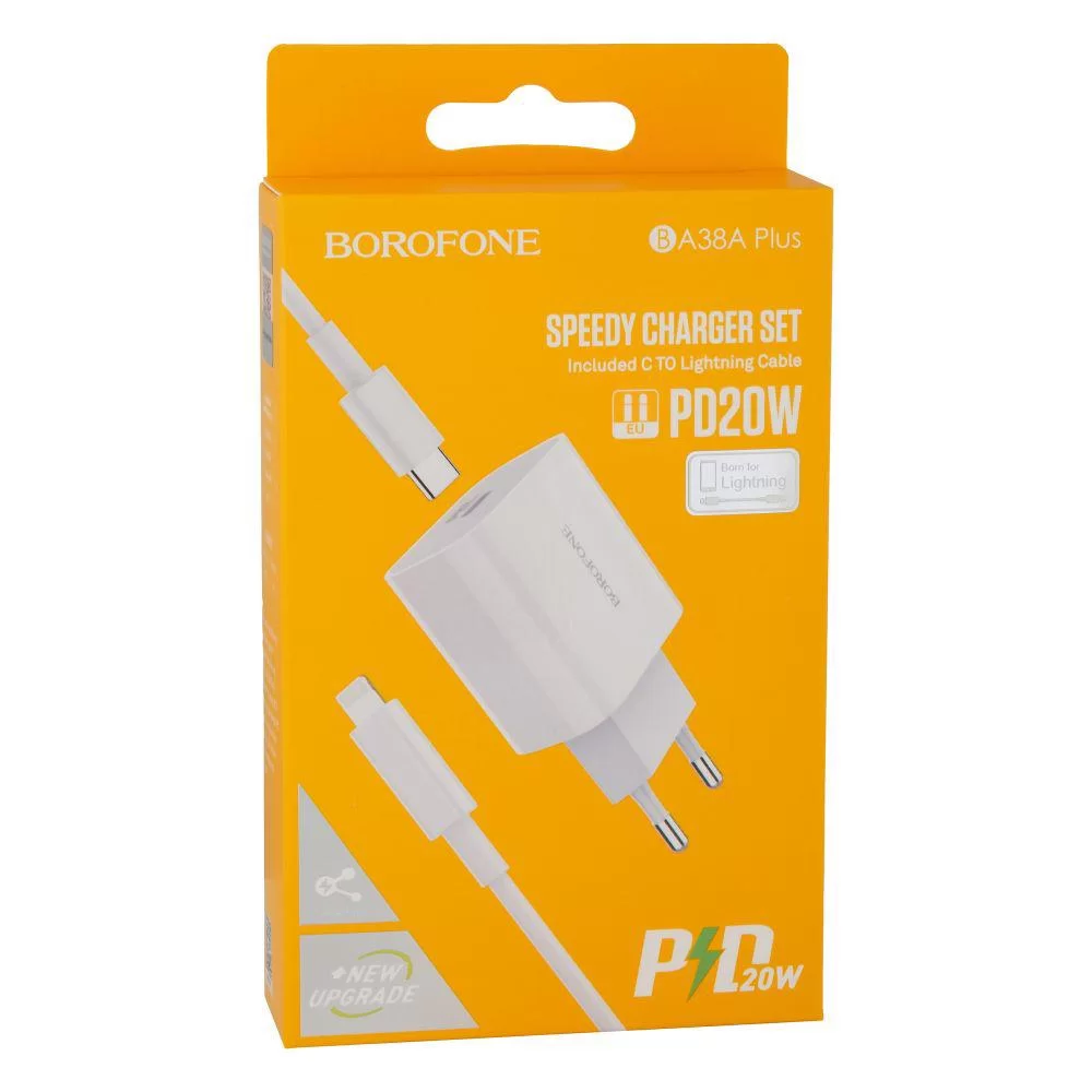 Мережевий Зарядний Пристрій Borofone BA38A Plus PD 20W Type-C To Lightning