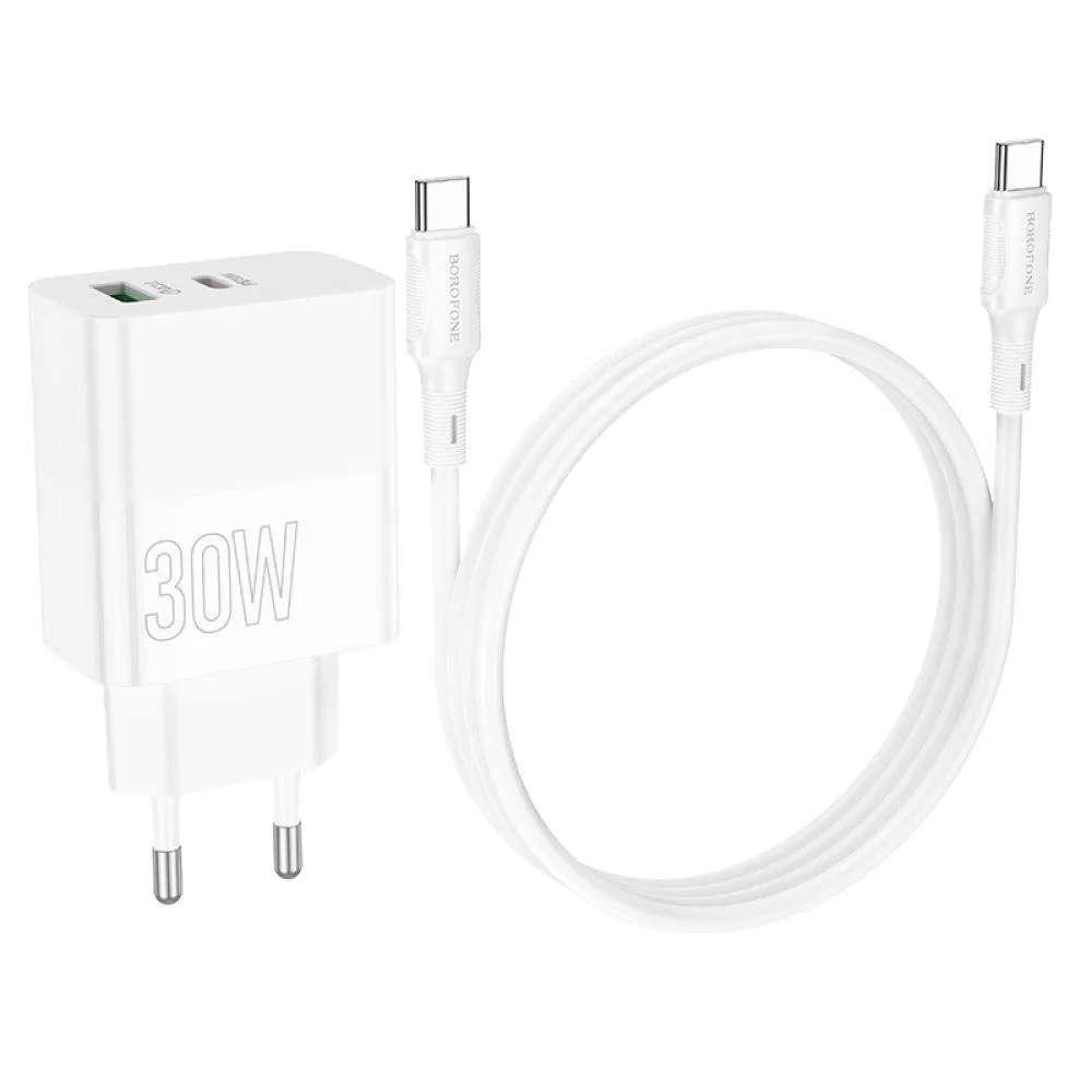 Мережевий Зарядний Пристрій Borofone BA75A Powerfull PD+QC 30W Type-C to Type-C